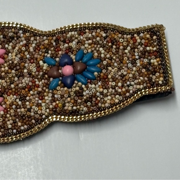 Vintage Beaded Wide Elastic Stretchy Belt Sz S - Picture 4 of 6